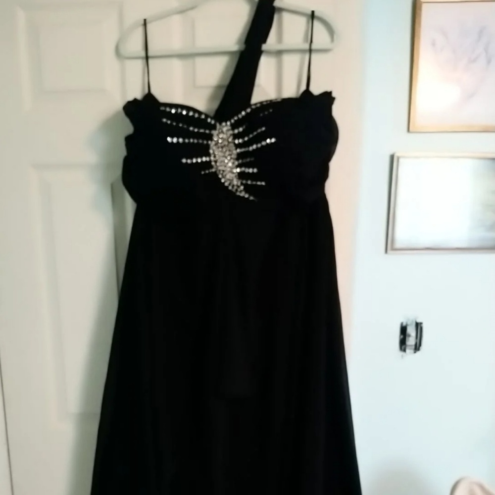 Black matte satin/tulle prom dress